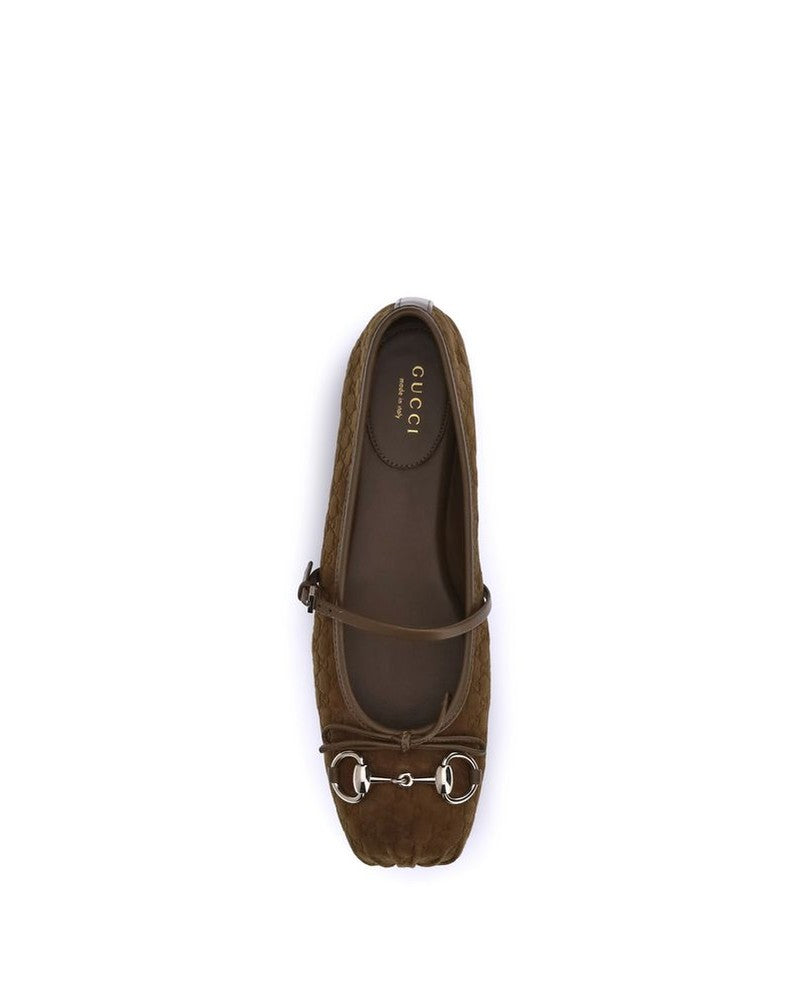 Gucci Brown Calf Leather Bos Taurus Ballet Flats Glam Steals