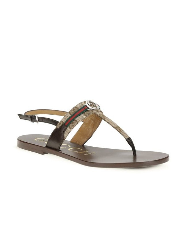 Gucci Brown Calf Leather Bos Taurus Flat Sandals Glam Steals