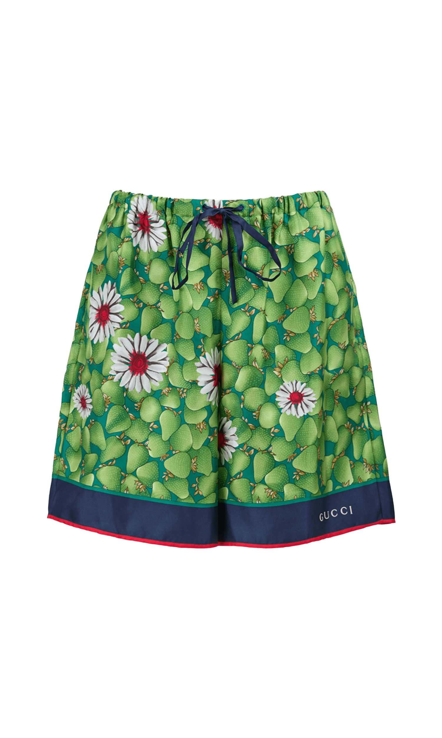 Gucci Green Flower Printed Silk Shorts Glam Steals