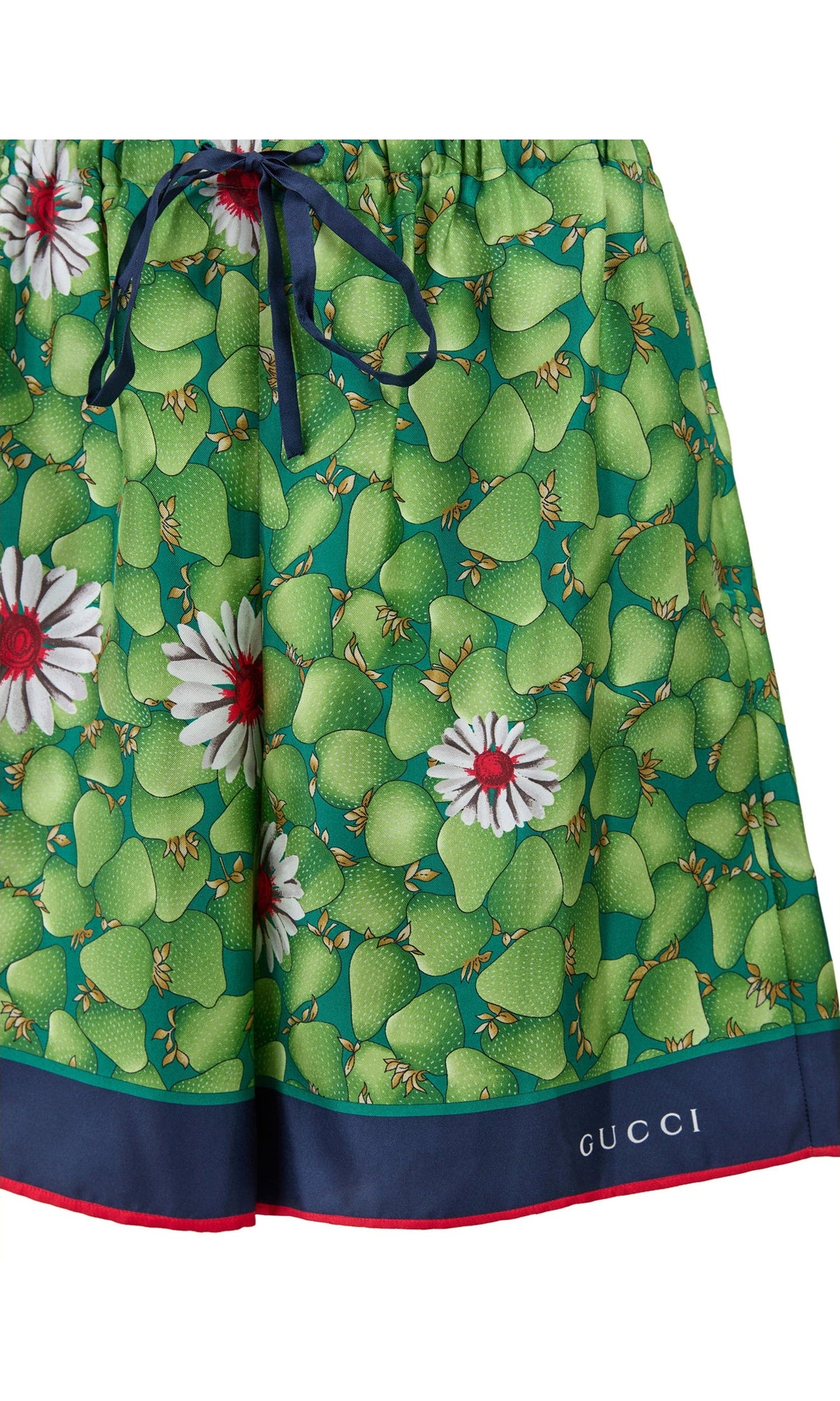 Gucci Green Flower Printed Silk Shorts Glam Steals