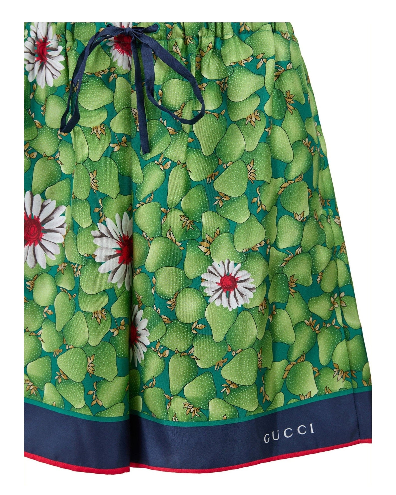 Gucci Green Flower Printed Silk Shorts Glam Steals