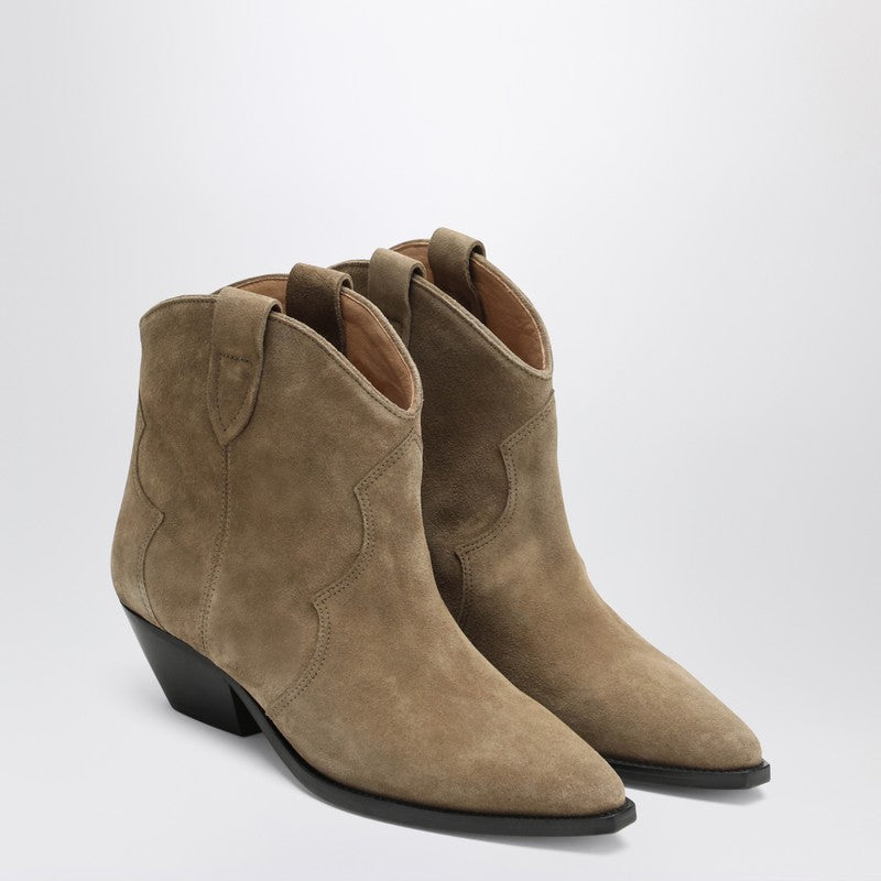 Isabel Marant Beige Suede Cowboy Ankle Boots Dewina Glam Steals