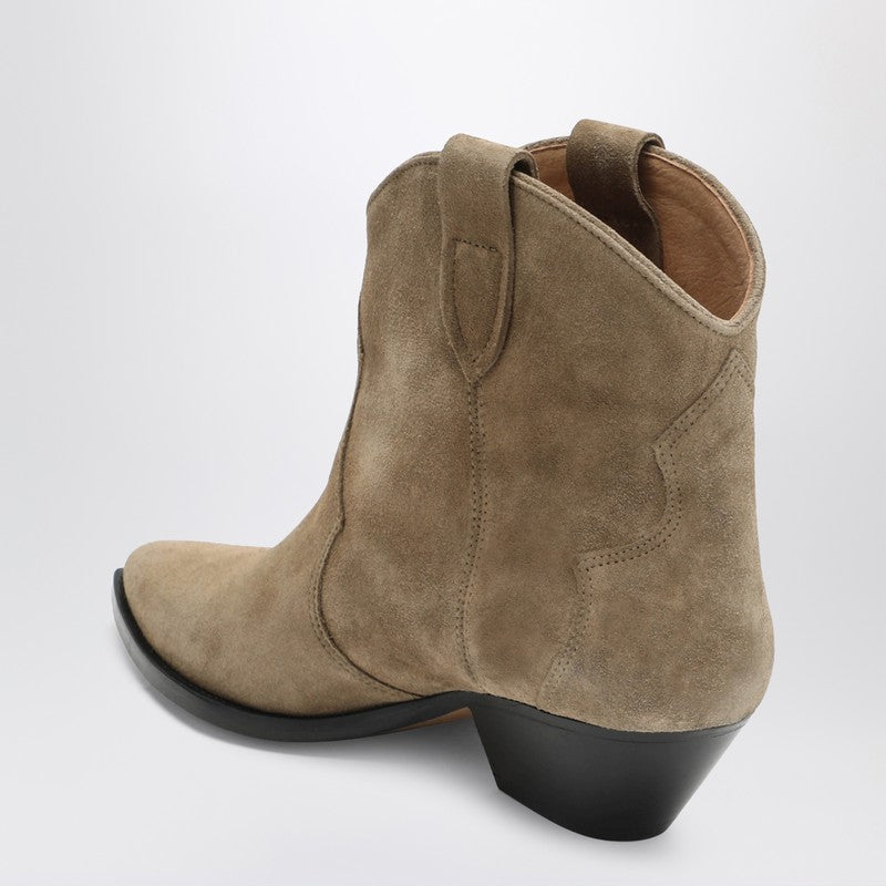 Isabel Marant Beige Suede Cowboy Ankle Boots Dewina Glam Steals