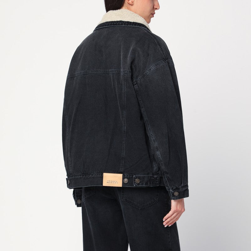 Isabel Marant Black Denim Pimia Jacket in and Faux Fur Glam Steals