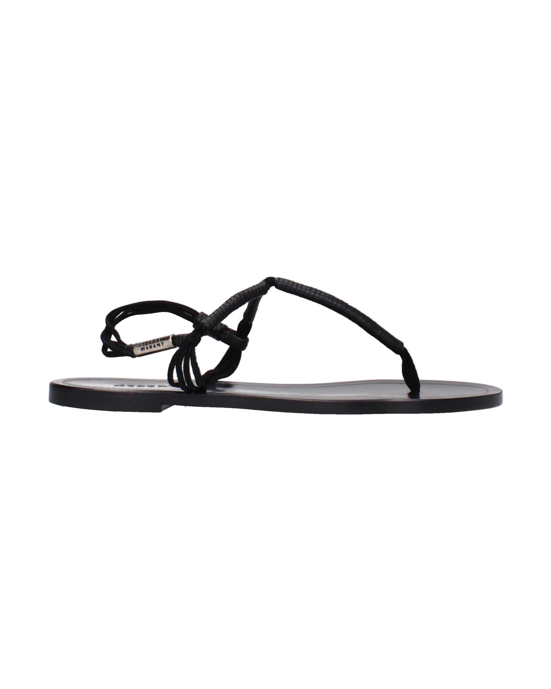 Isabel Marant Black Leather Flip Flop Sandals 