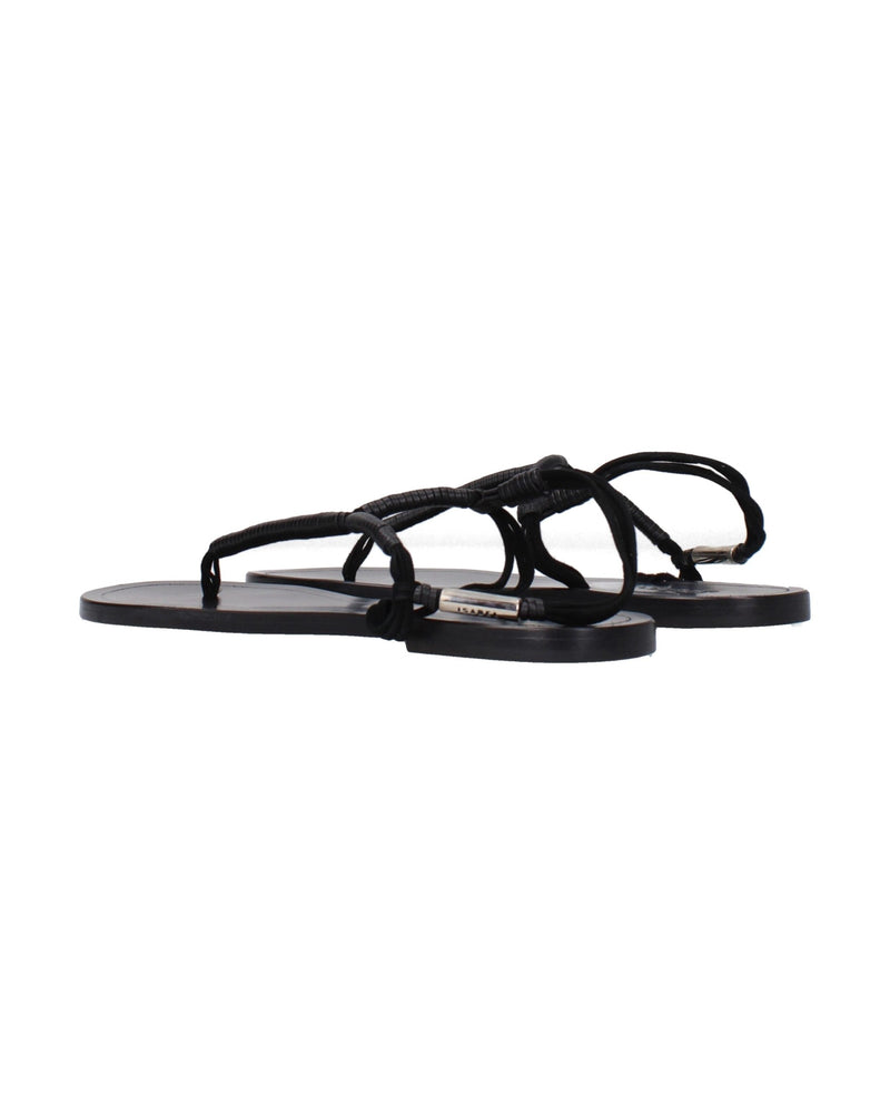 Isabel Marant Black Leather Flip Flop Sandals Glam Steals