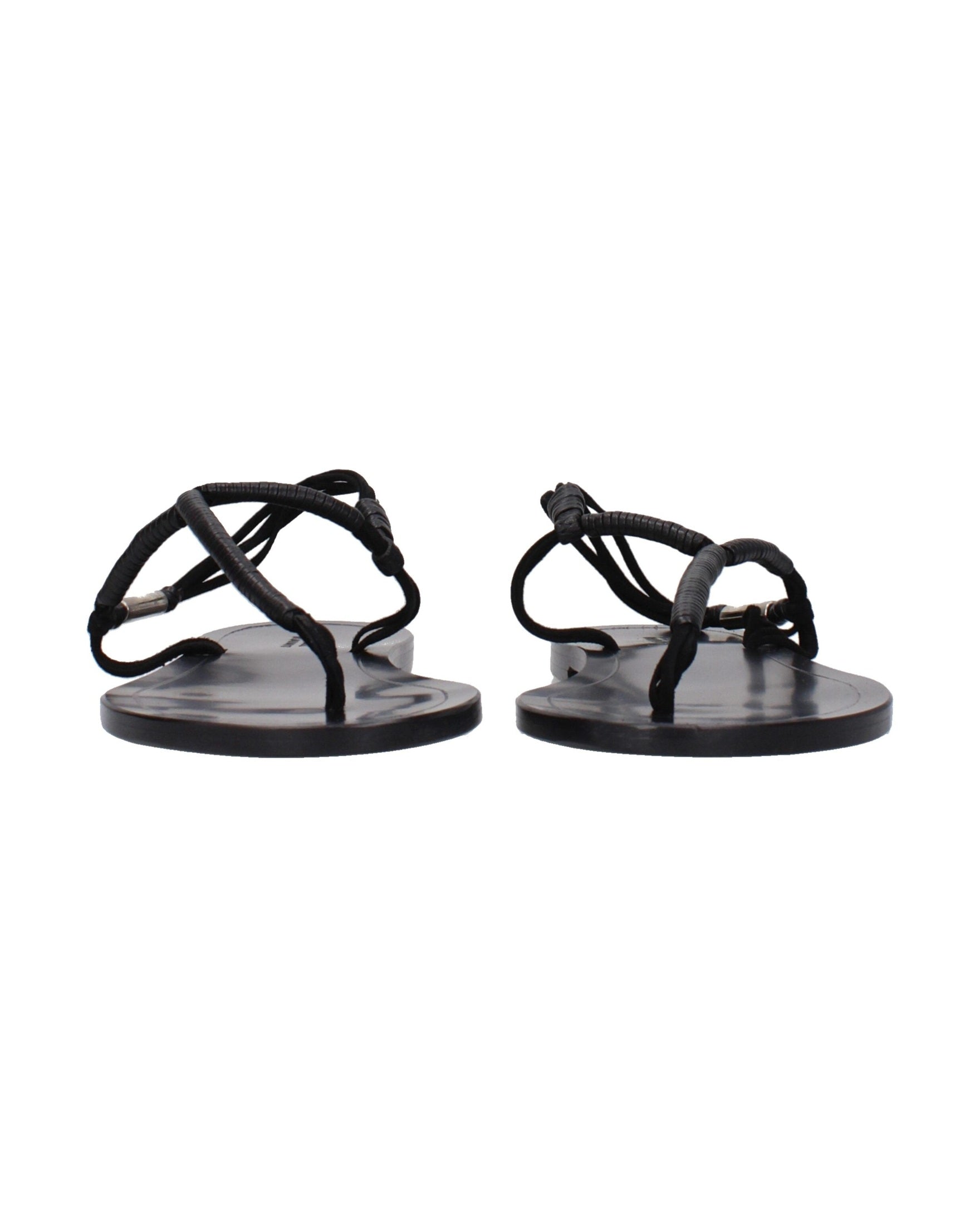 Isabel Marant Black Leather Flip Flop Sandals 