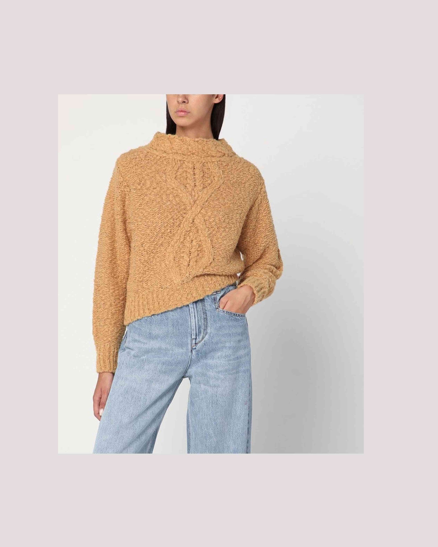 Isabel Marant Caramel Coloured Romane Sweater with Cable Knit Glam Steals