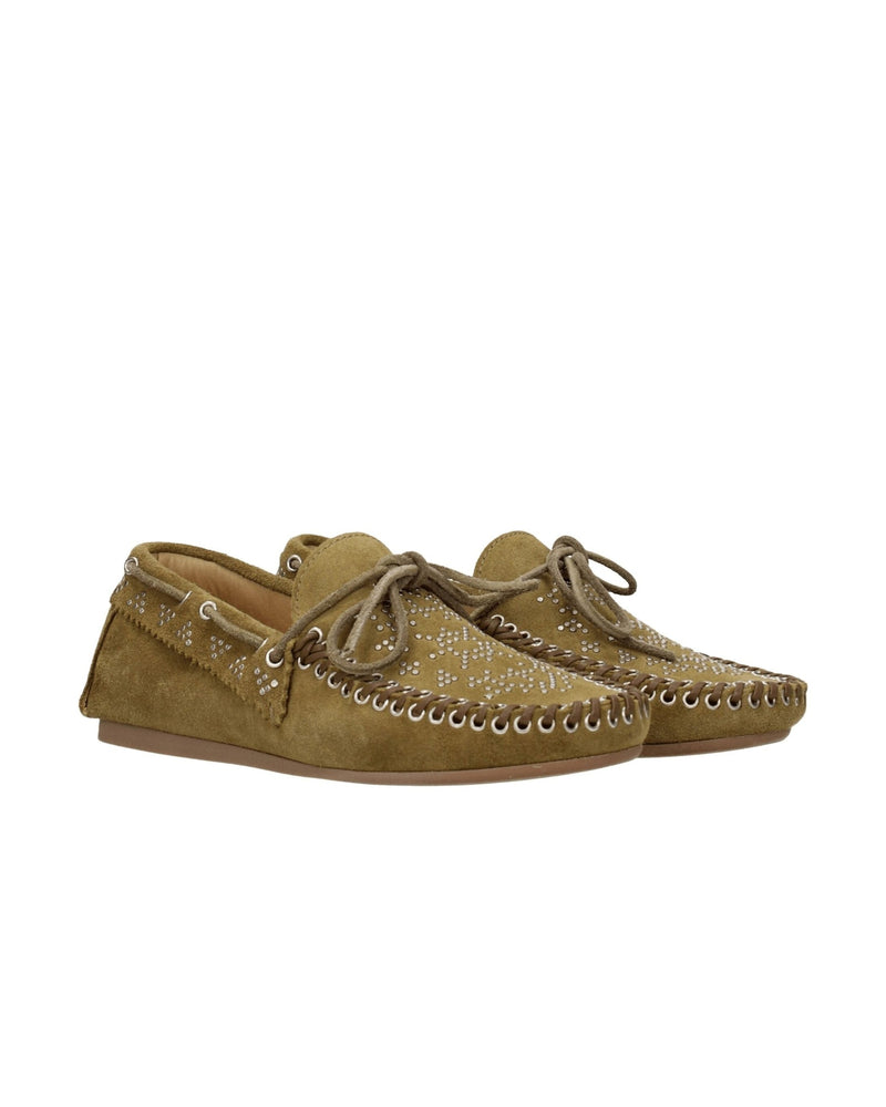 Isabel Marant Green Leather Slip On Loafers Glam Steals