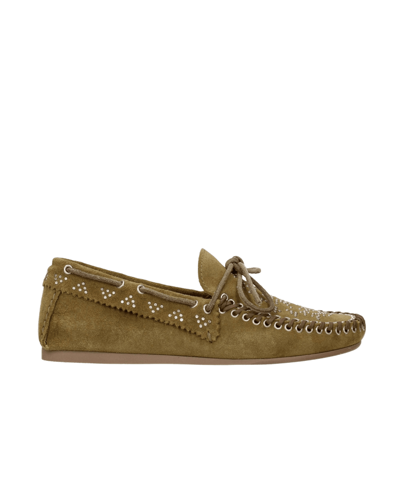 Isabel Marant Green Leather Slip On Loafers Glam Steals