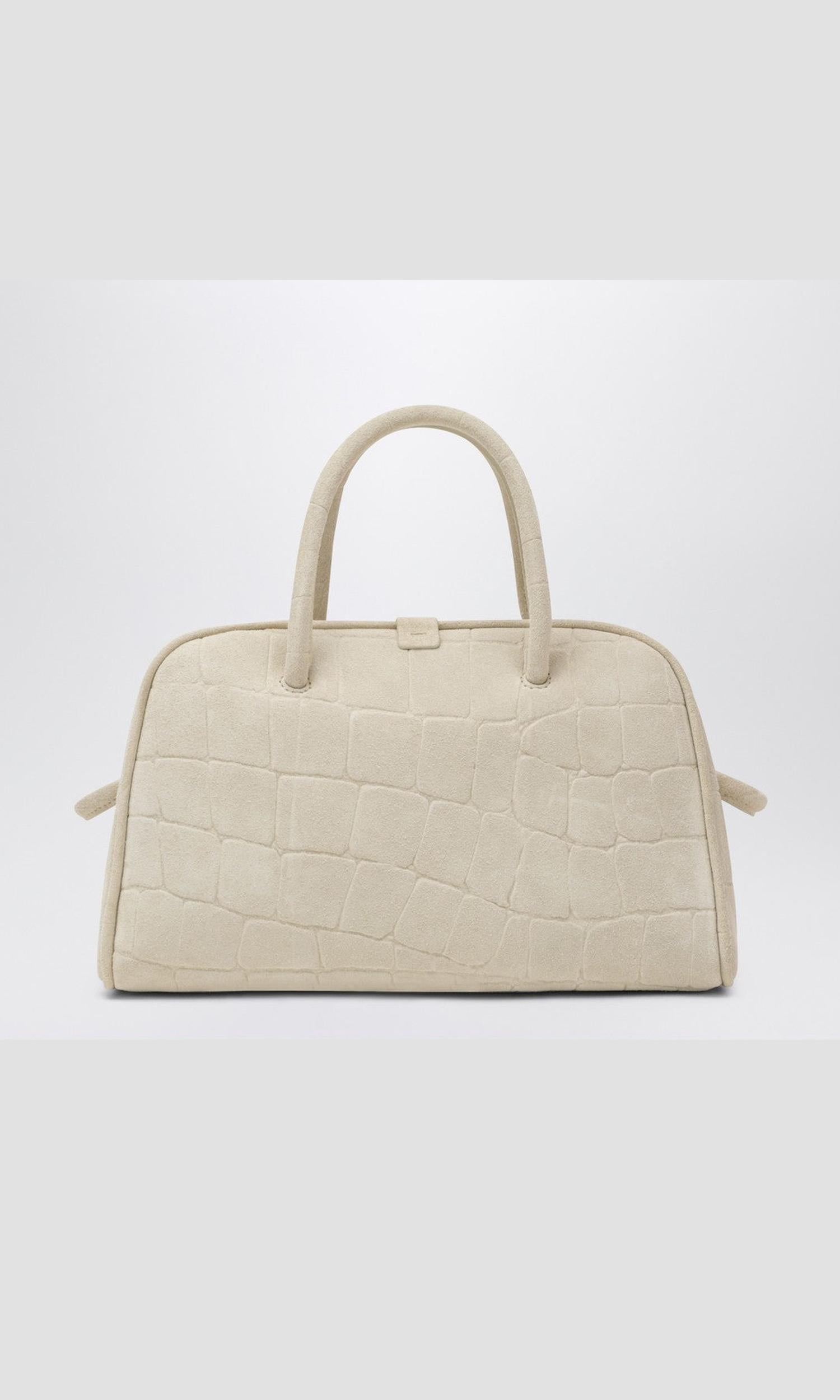 JACQUEMUS Ivory crocodile effect leather travel bag Glam Steals