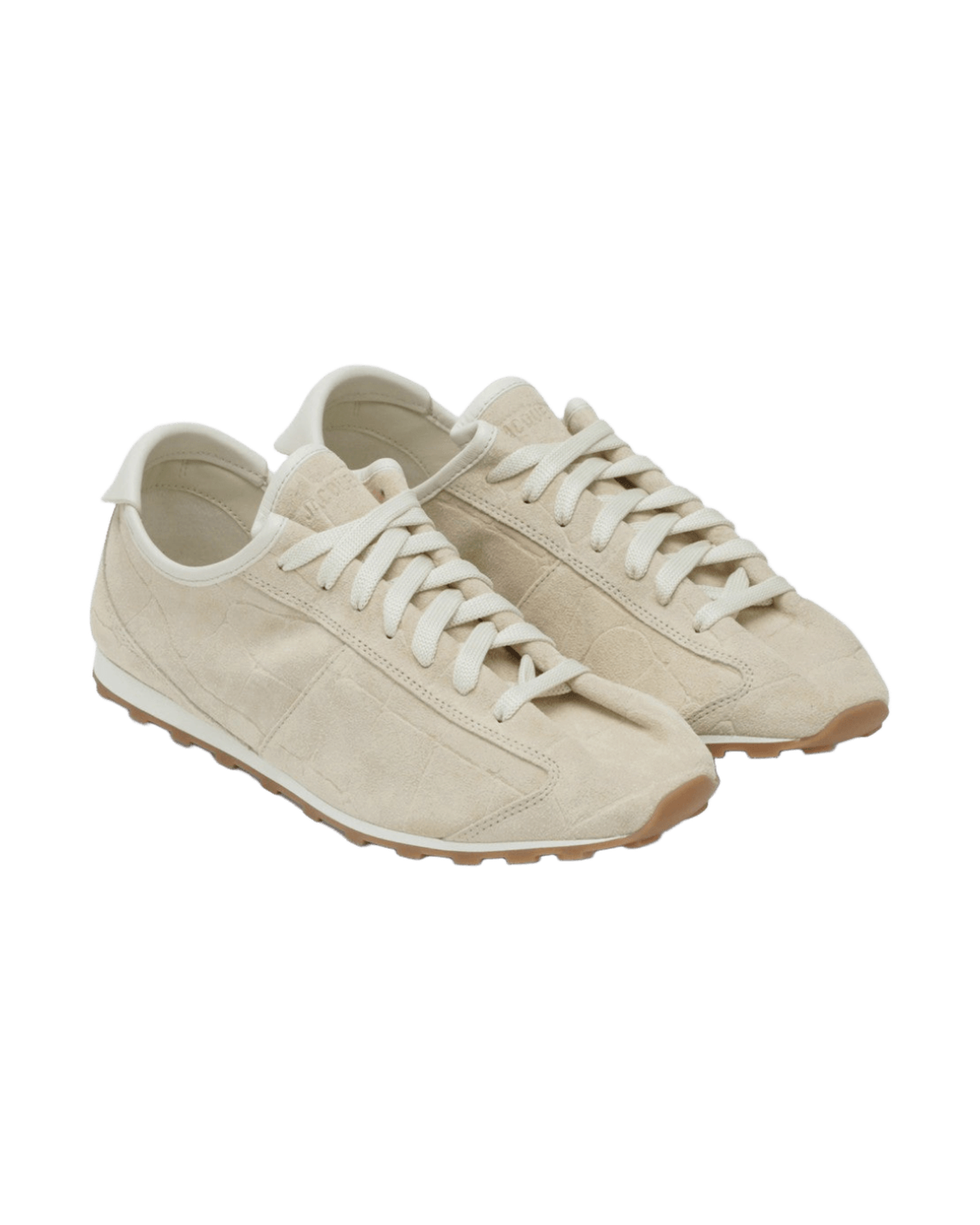 JACQUEMUS Sneaker Tennis in ivory crocodile effect suede Glam Steals