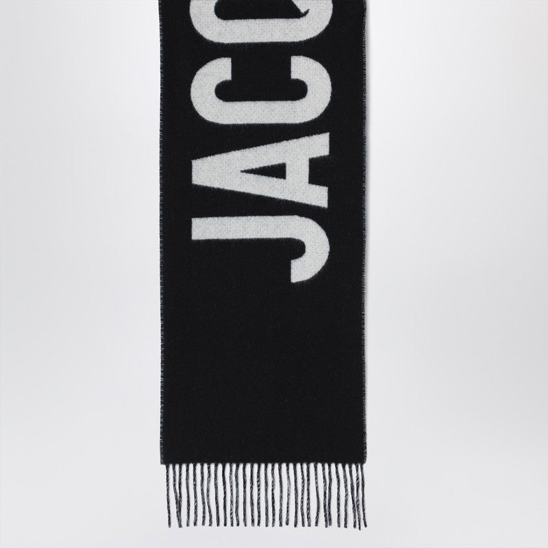 Jacquemus Black Wool Scarf with Logo Glam Steals