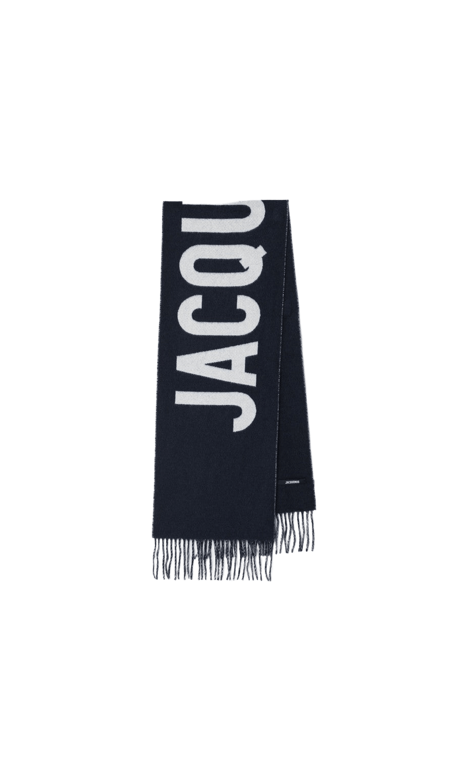 Jacquemus Blue Wool Navy Scarf with Logo Glam Steals