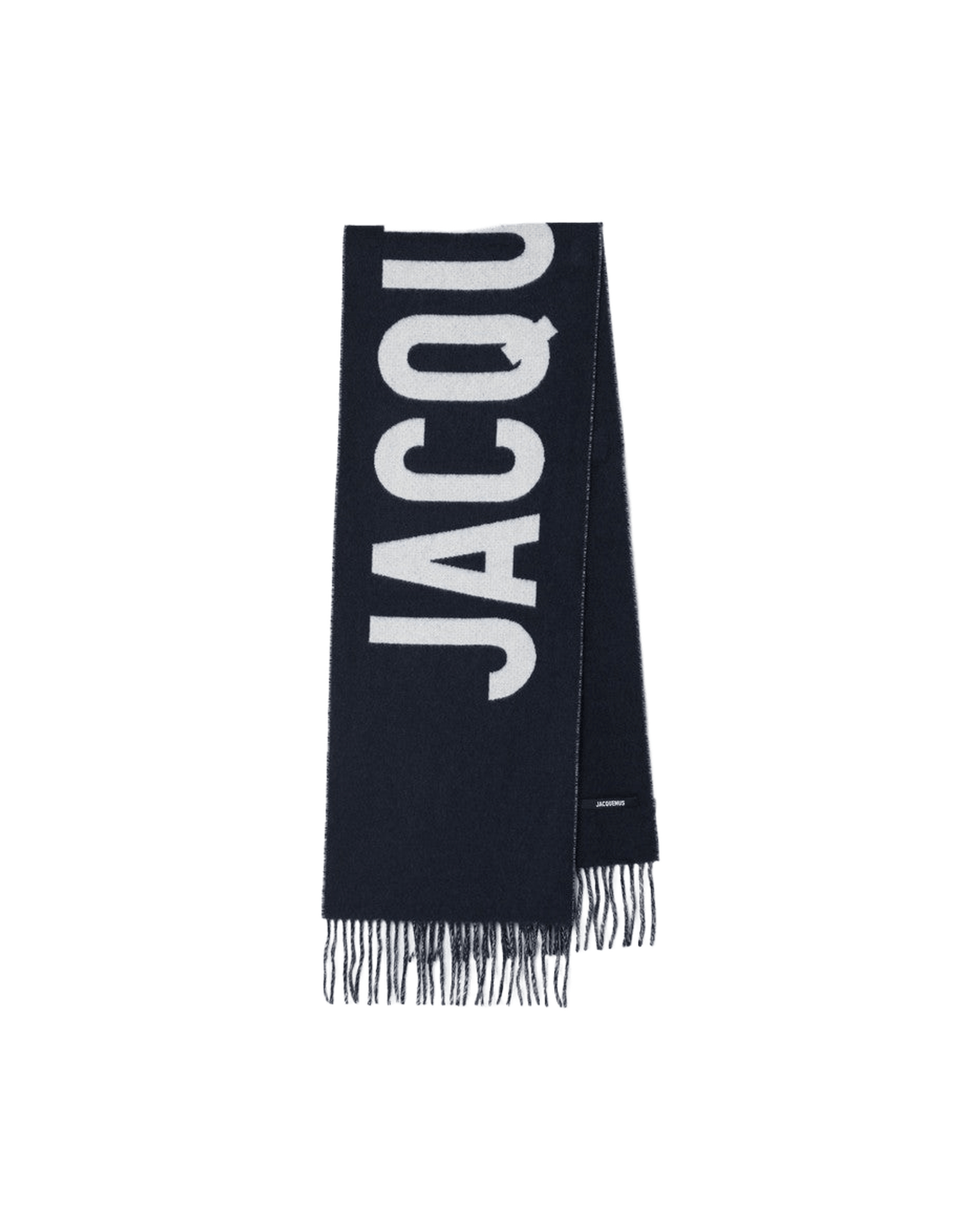 Jacquemus Blue Wool Navy Scarf with Logo Glam Steals