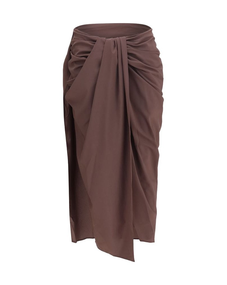 Jacquemus Brown Polyester Midi Skirt