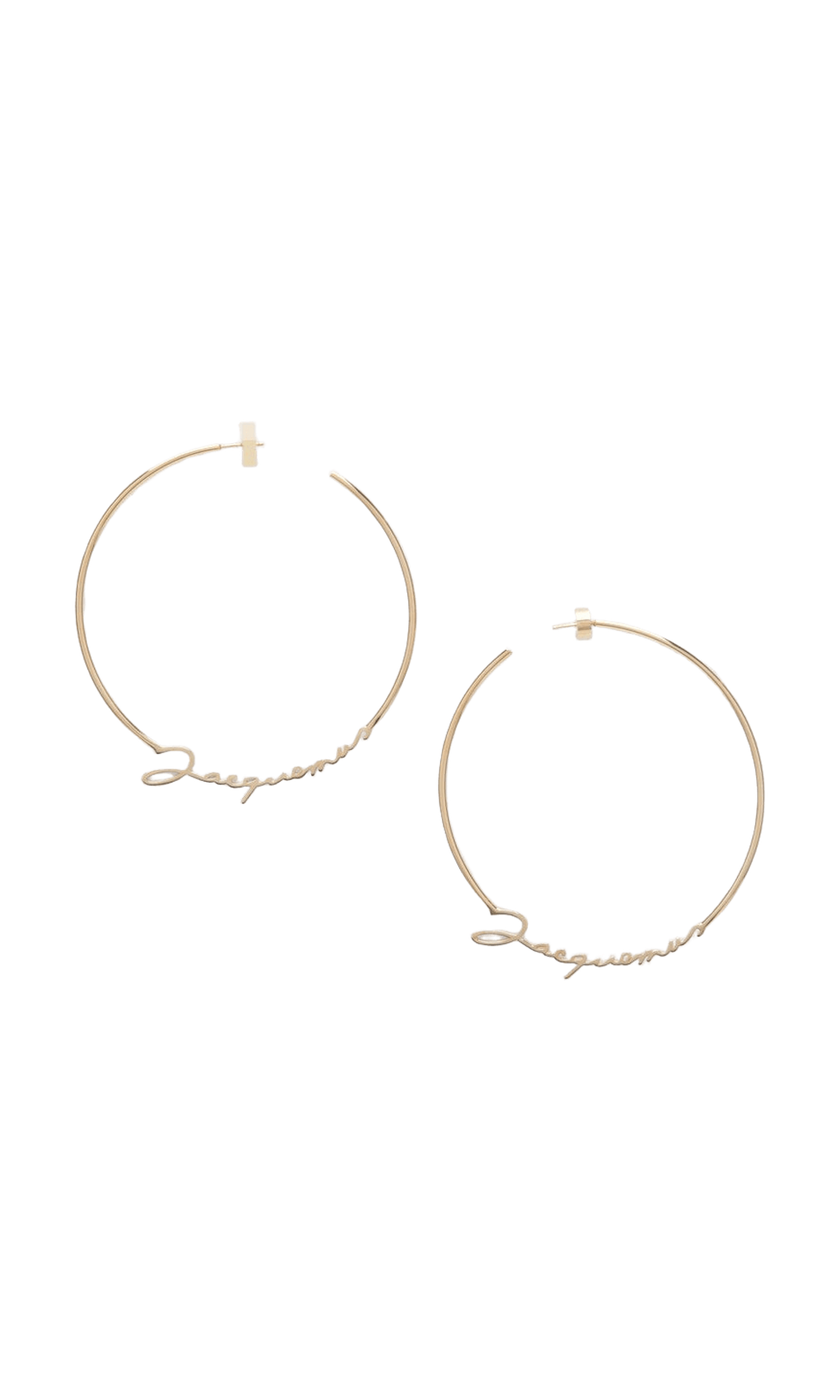 Jacquemus Gold Hoop Earrings with Logo Glam Steals