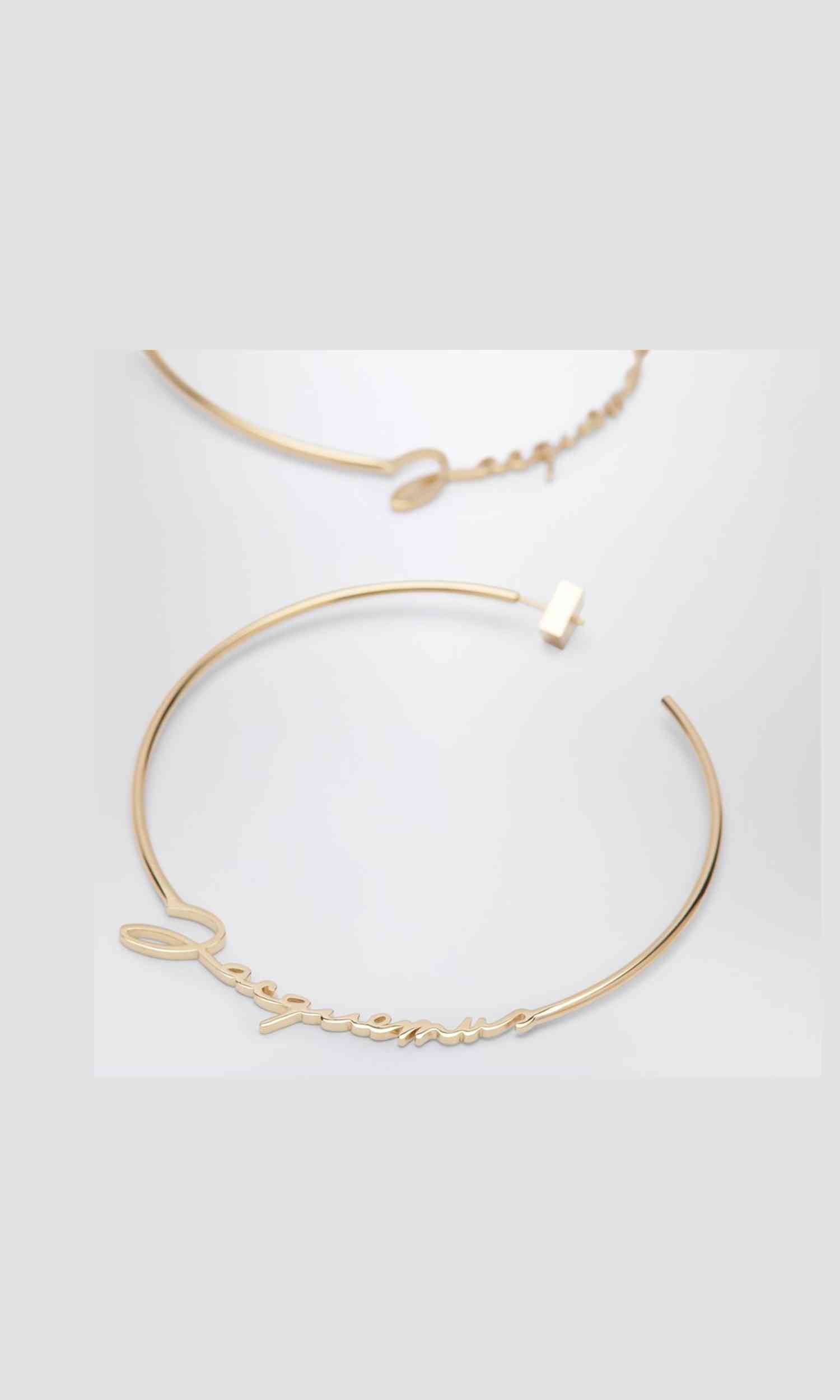 Jacquemus Gold Hoop Earrings with Logo Glam Steals