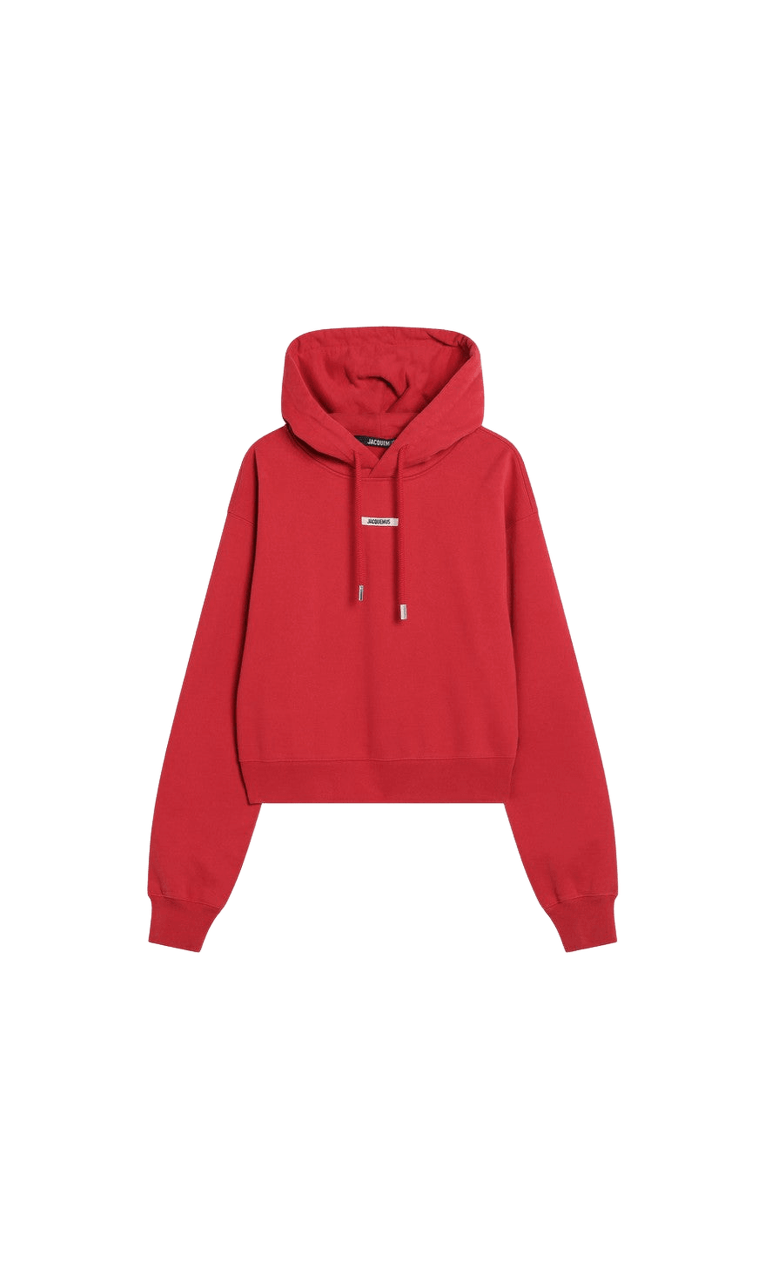 Jacquemus Red Hoodie with Logo Patch Glam Steals