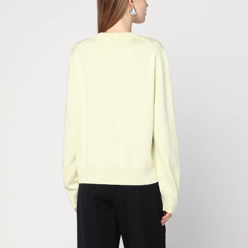 Jil Sander Light Yellow Cardigan With Floral Embroidery Glam Steals