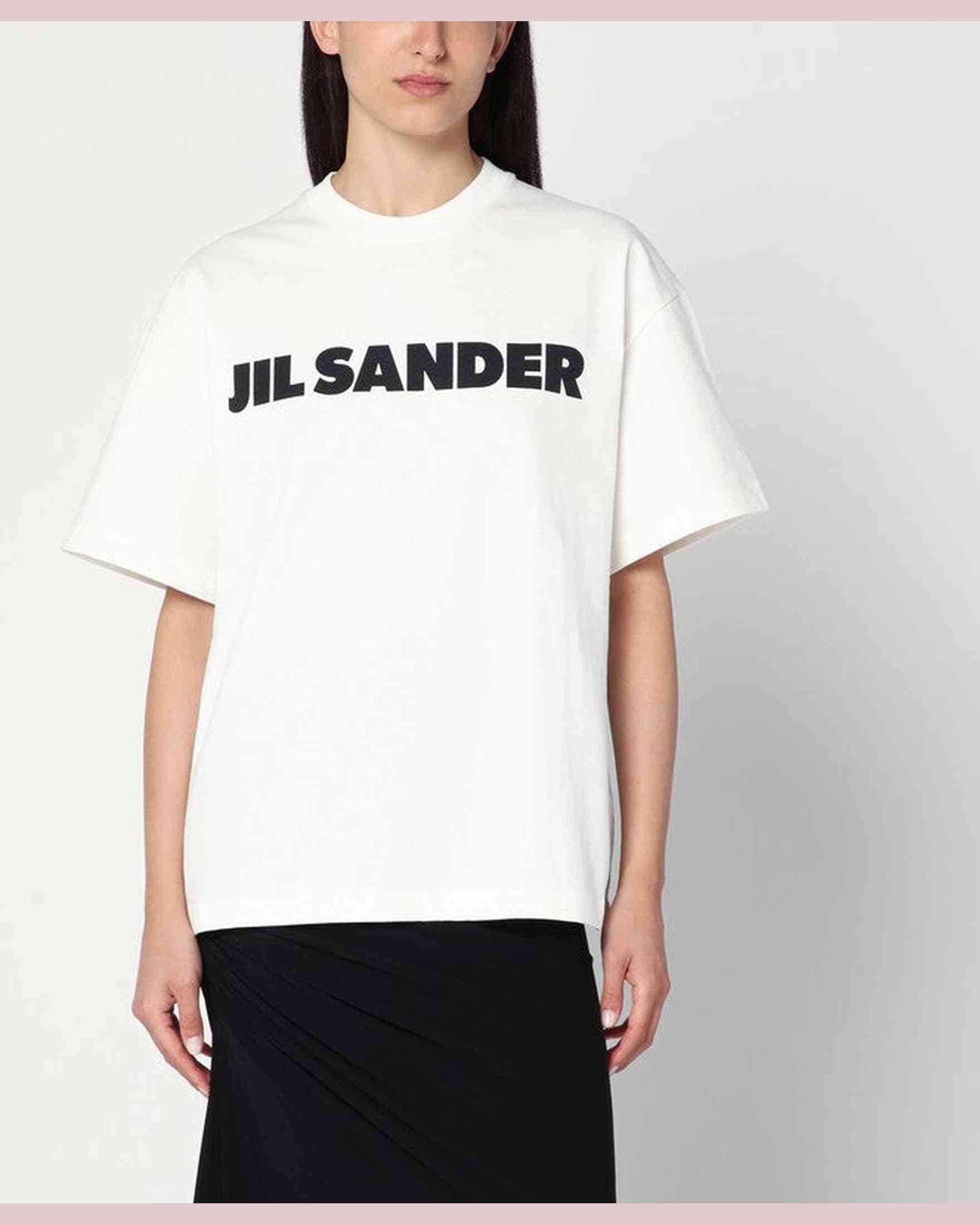 Jil Sander White Wide T-Shirt With Logo Glam Steals
