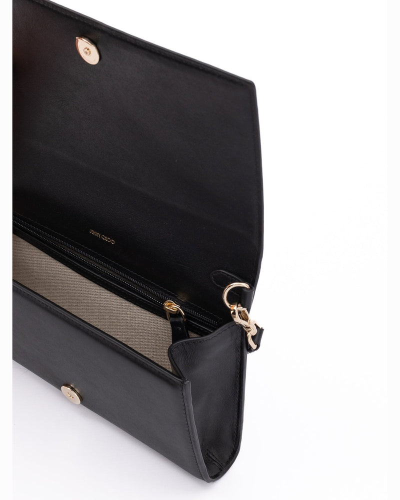 Jimmy Choo Black Leather Avenue Shoulder Strap Bag Glam Steals