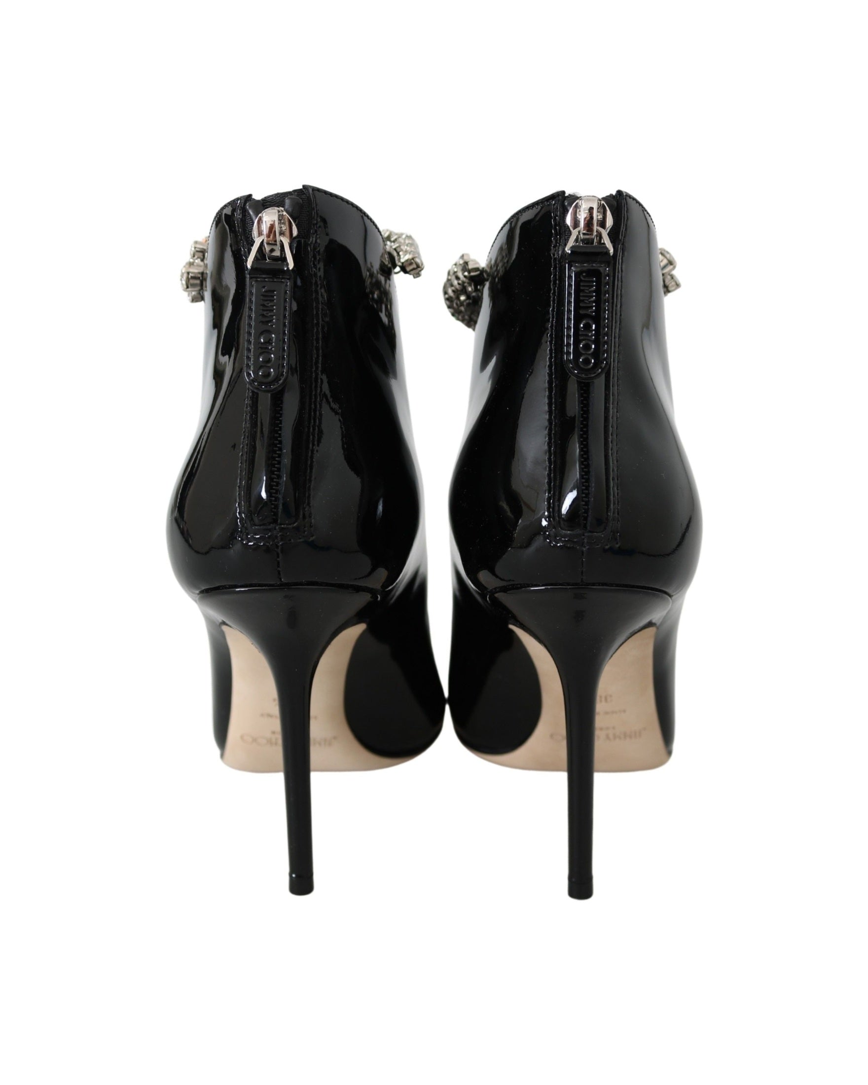 Jimmy Choo Black Leather Blaize 100 Pat Boots Shoes Glam Steals