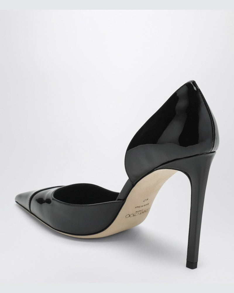 Jimmy Choo Black Leather Brigitte 100 Pumps in Patent Glam Steals