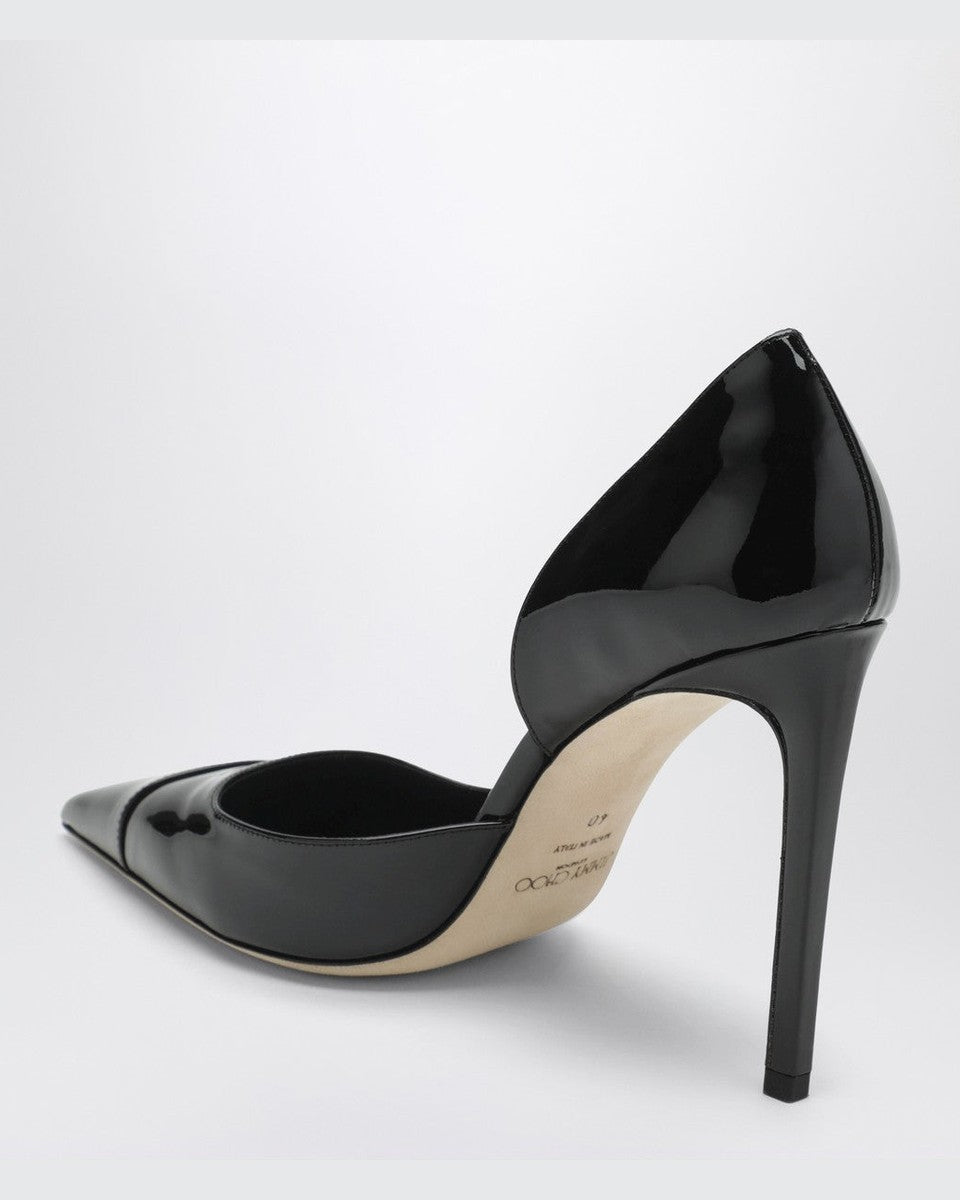 Jimmy Choo Black Leather Brigitte 100 Pumps in Patent Glam Steals