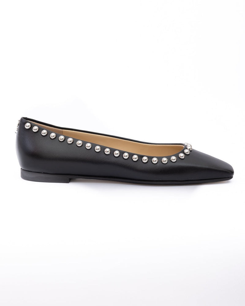 Jimmy Choo Black Leather Dome Studs Mirele Ballet Flat Glam Steals