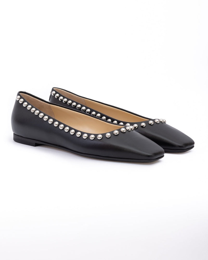 Jimmy Choo Black Leather Dome Studs Mirele Ballet Flat Glam Steals