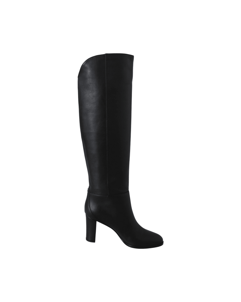 Jimmy Choo Black Leather Elegant Calf Heeled Boots Glam Steals