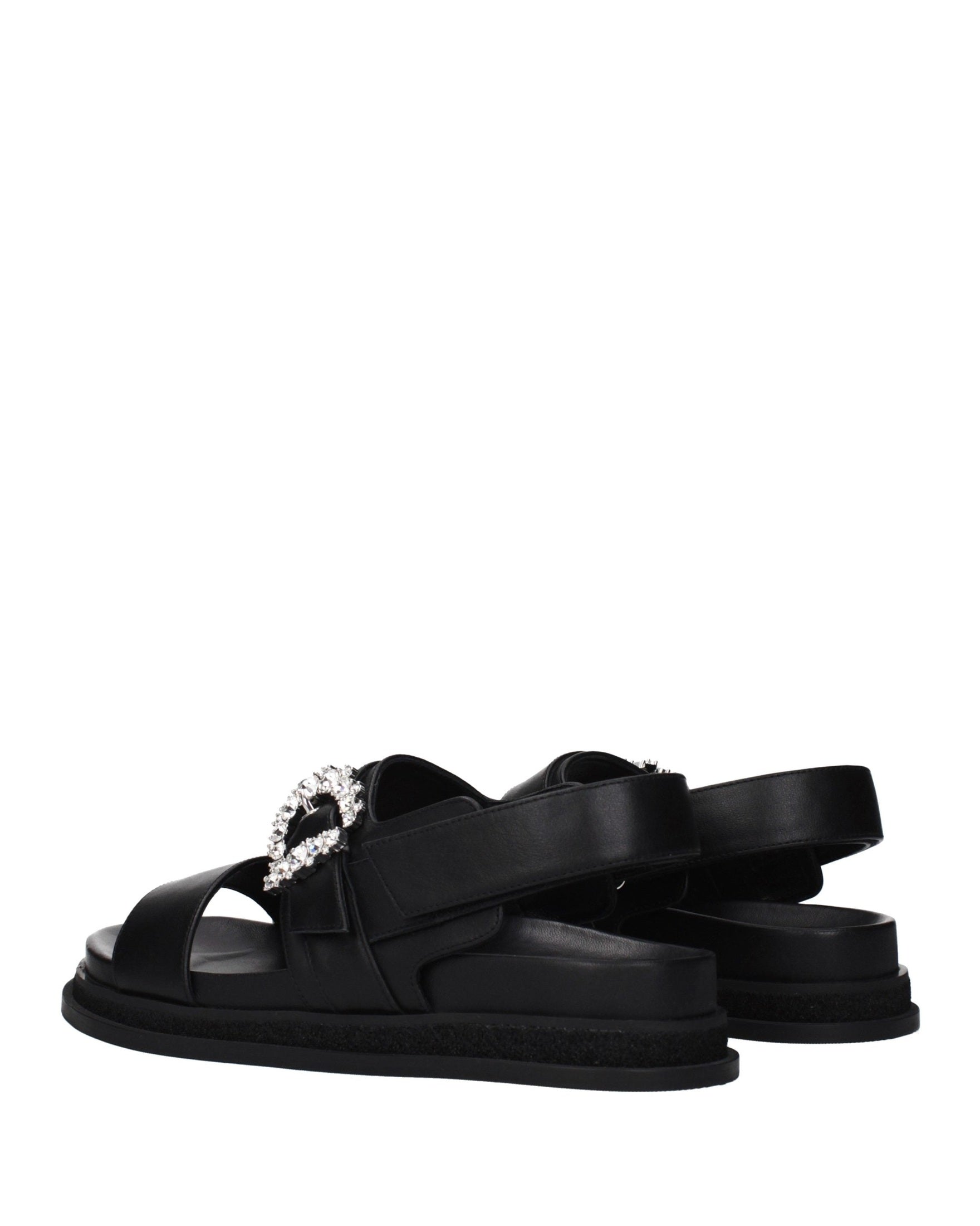 Jimmy Choo Black Leather Flat Sandals Glam Steals