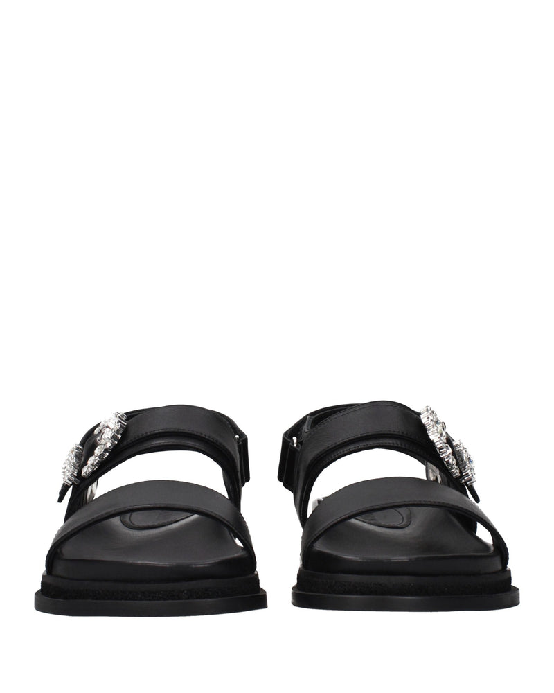 Jimmy Choo Black Leather Flat Sandals Glam Steals