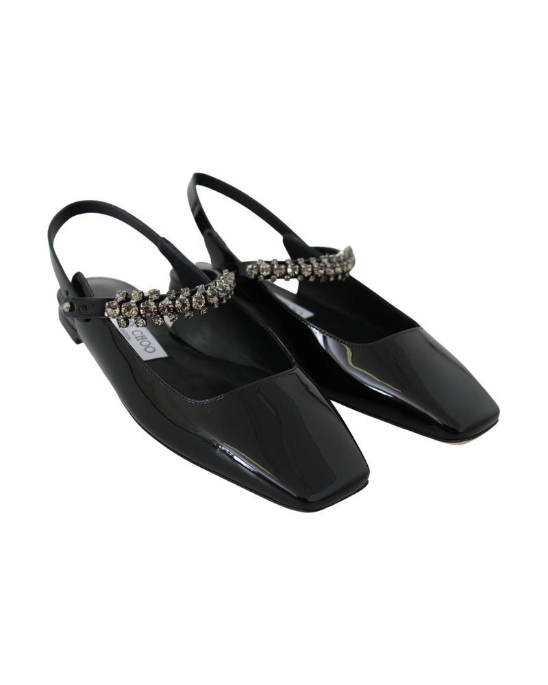 Jimmy Choo Black Leather Patent Mahdis Flat Shoes Glam Steals
