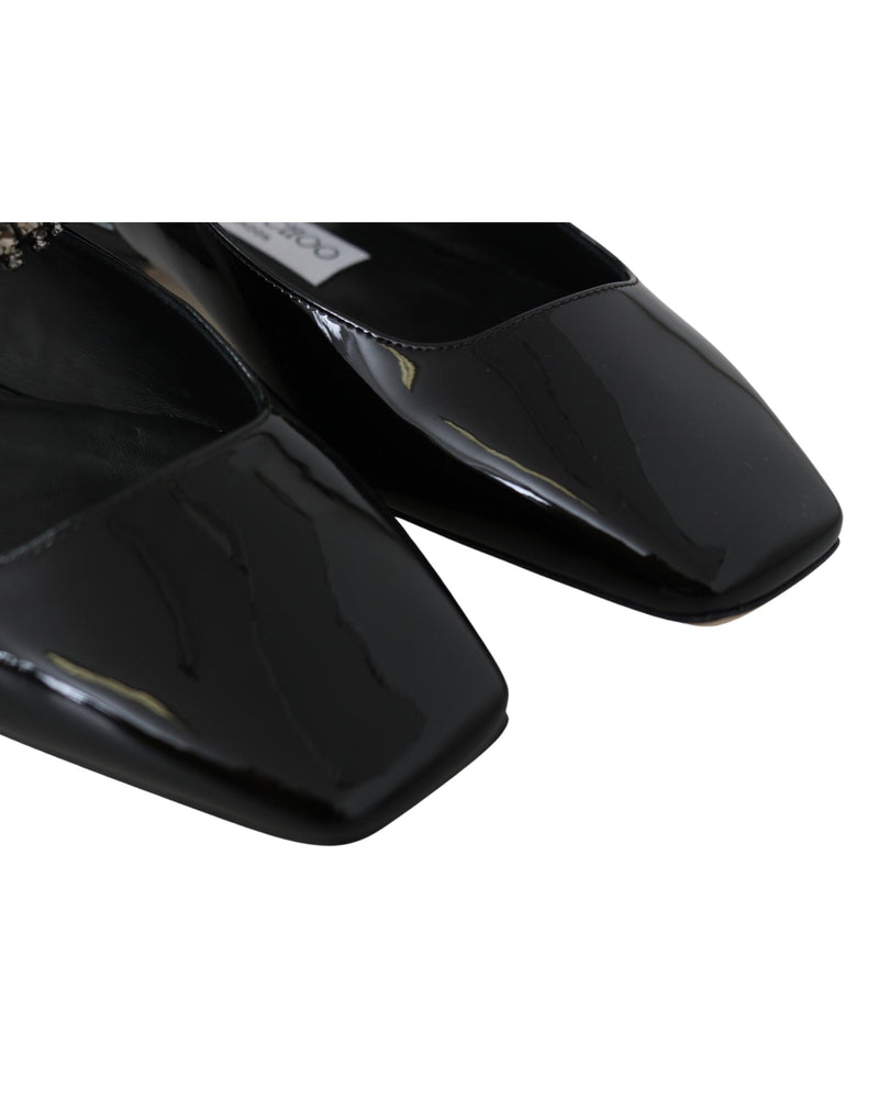 Jimmy Choo Black Leather Patent Mahdis Flat Shoes Glam Steals