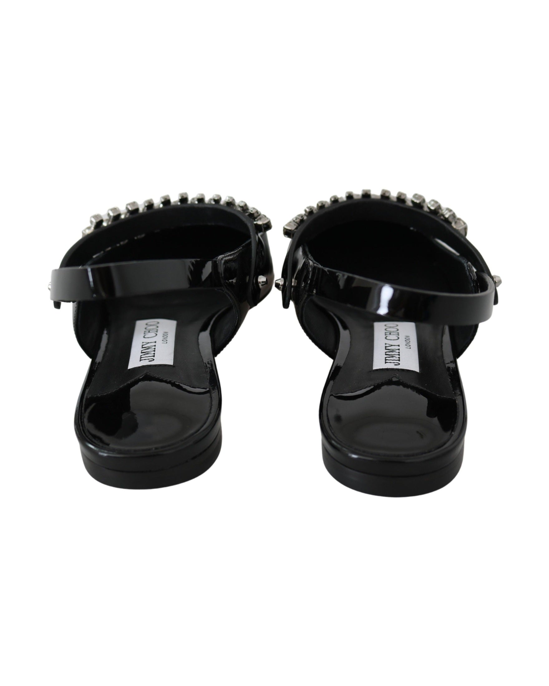 Jimmy Choo Black Leather Patent Mahdis Flat Shoes Glam Steals