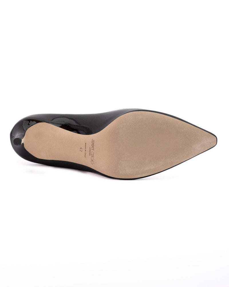 Jimmy Choo Black Leather Patent Romy 85 Pumps Glam Steals
