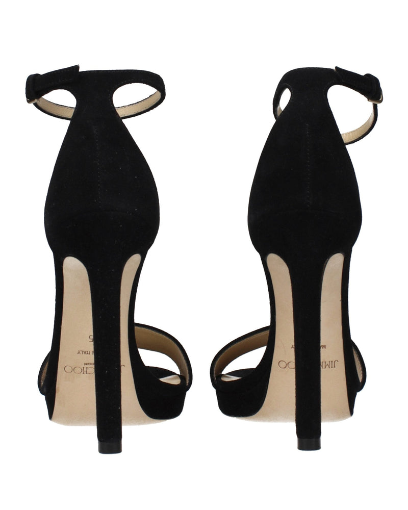 Jimmy Choo Black Leather Platform Sandals Glam Steals