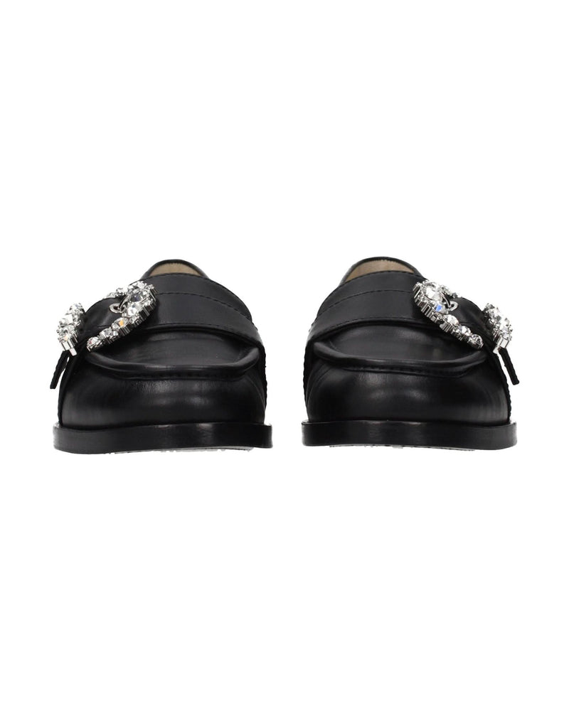 Jimmy Choo Black Leather Slip On Loafers 
