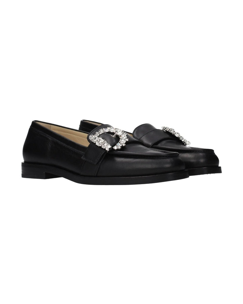 Jimmy Choo Black Leather Slip On Loafers 
