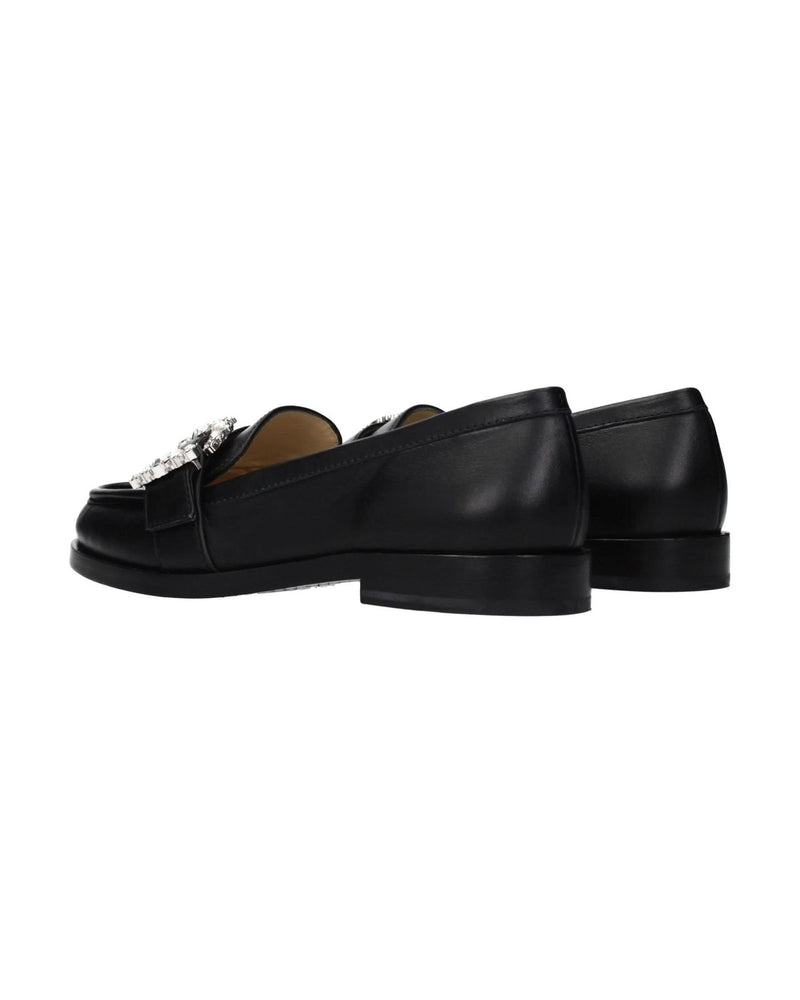 Jimmy Choo Black Leather Slip On Loafers 