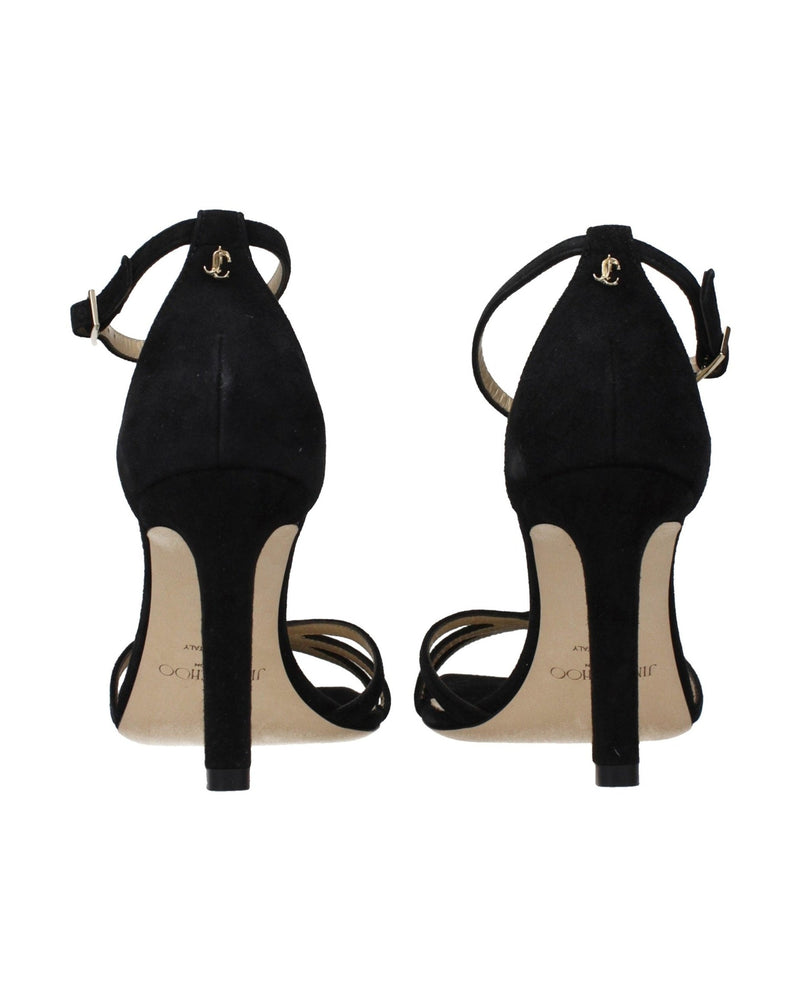 Jimmy Choo Black Leather Stiletto Heel Sandals Glam Steals
