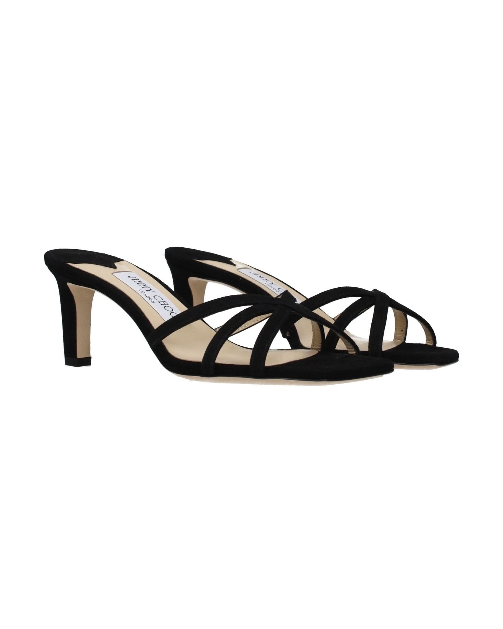 Jimmy Choo Black Leather Stiletto Heel Sandals 