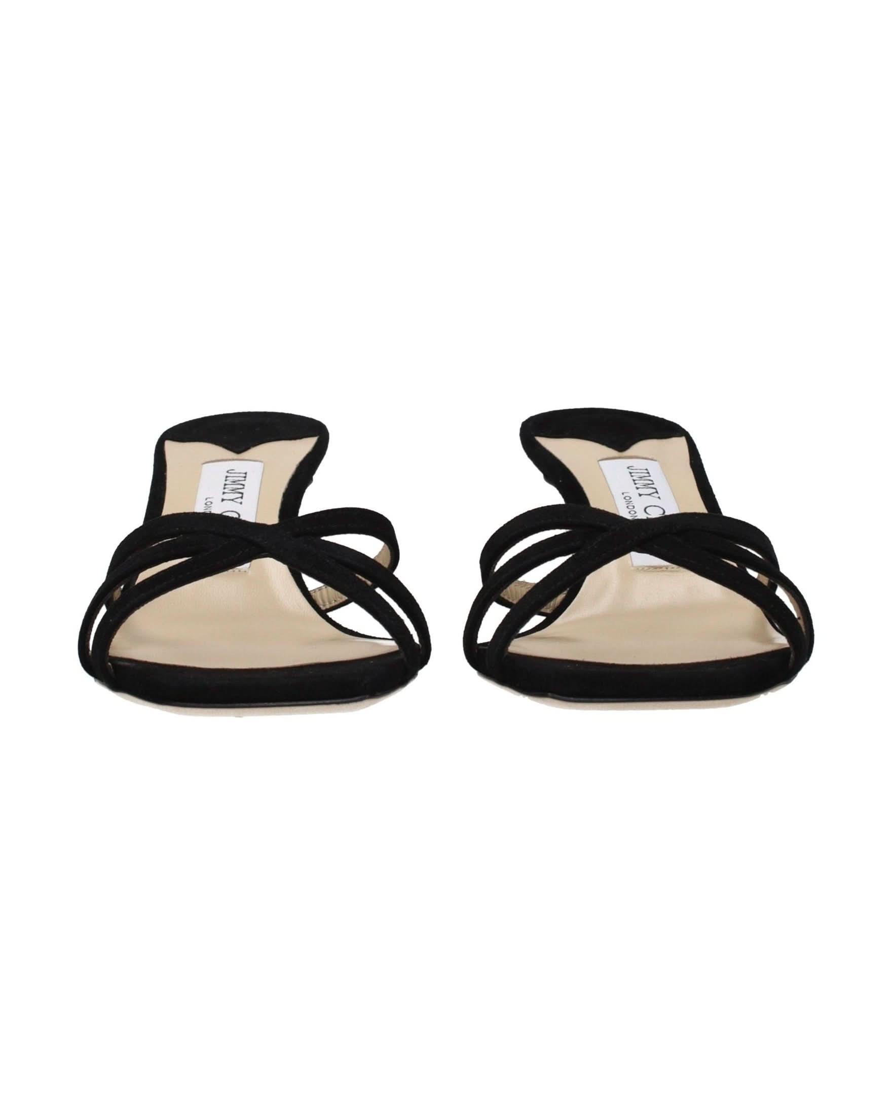 Jimmy Choo Black Leather Stiletto Heel Sandals 