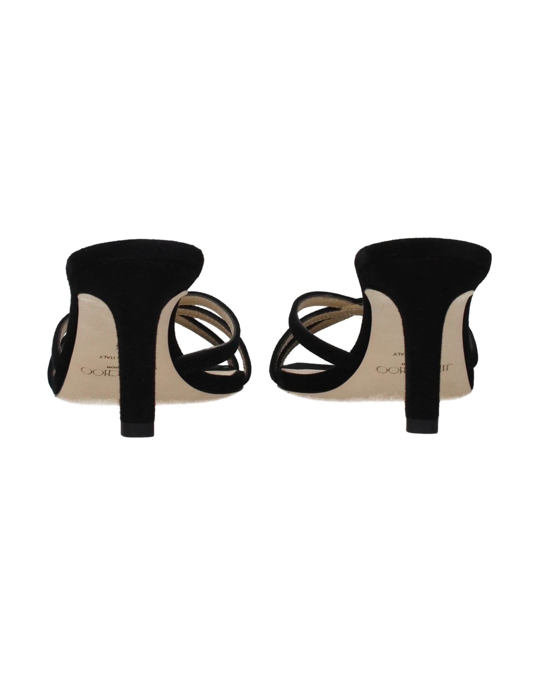Jimmy Choo Black Leather Stiletto Heel Sandals 