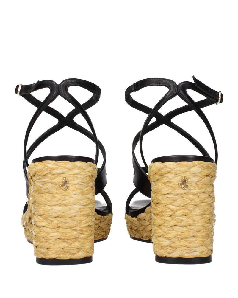 Jimmy Choo Black Leather Wedges Sandals Glam Steals