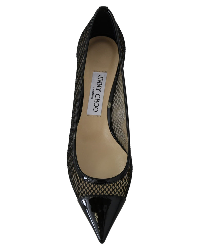 Jimmy Choo Black Mesh Leather Amika 50 Pumps Glam Steals