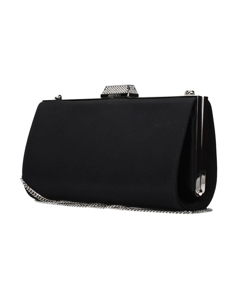 Jimmy Choo Black Satin Clutch Bag 