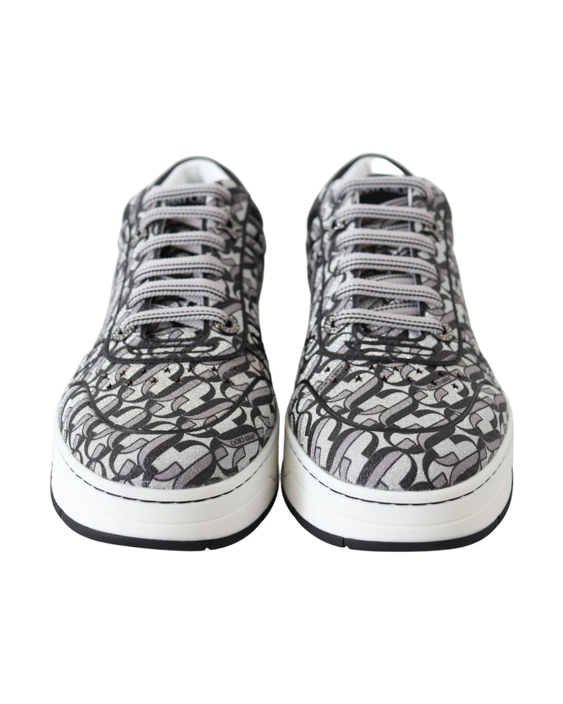 Jimmy Choo Black Silver Glitter Hawaii Sneakers Glam Steals